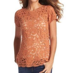 Ann Taylor LOFT Orange/Rust Lace Top